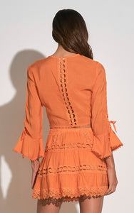 Desert Orange Lace Tie Top