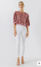 Load image into Gallery viewer, Flutter Sleeve Sequin Top