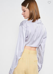 Satin Wrap Around Crop Blouse