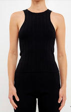 Load image into Gallery viewer, Black Ribbed Racer Back Top