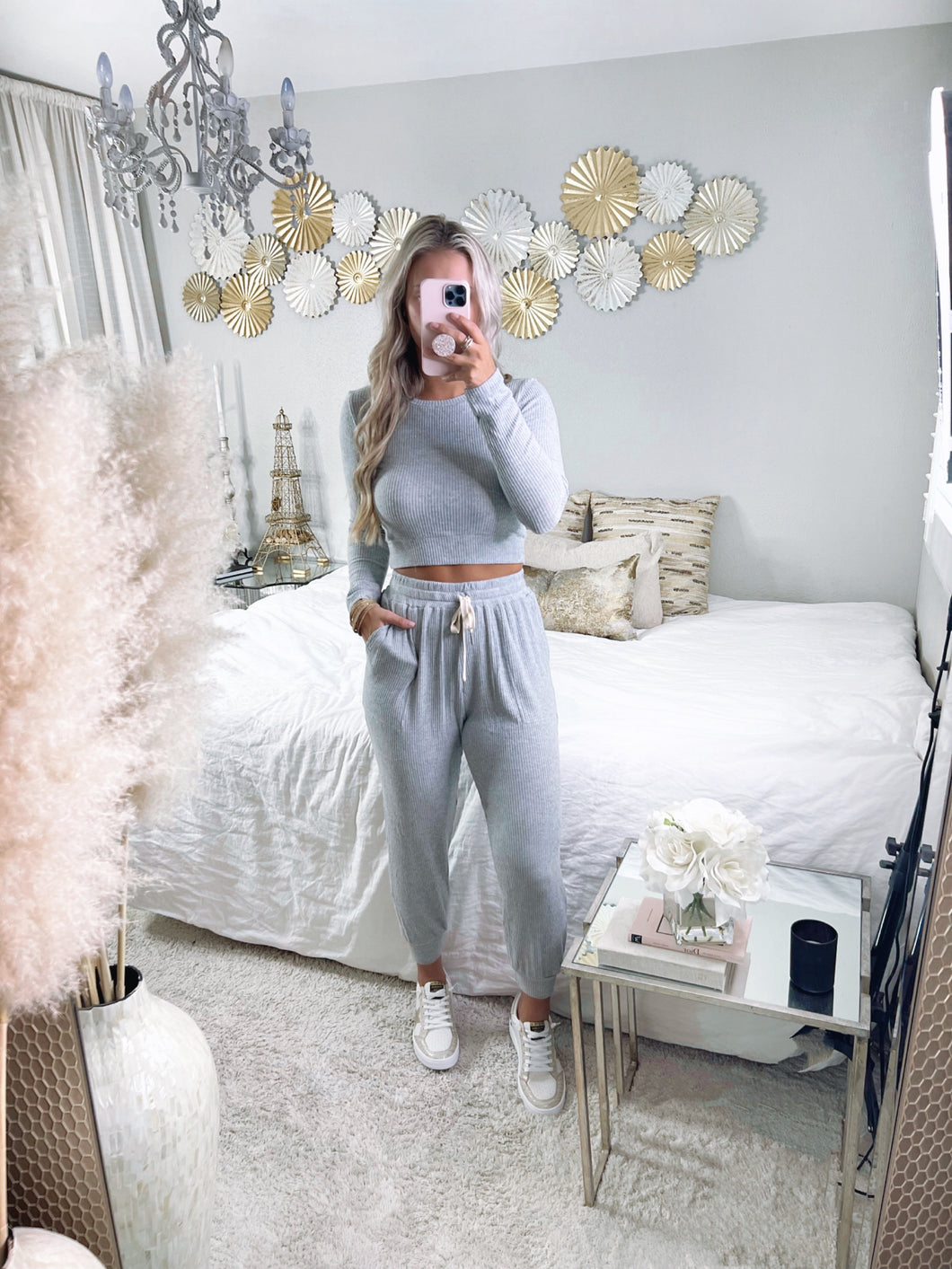 Grey Ribbed Joggers