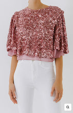 Load image into Gallery viewer, Flutter Sleeve Sequin Top