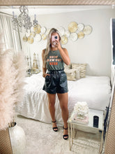 Load image into Gallery viewer, Faux Leather Belted Shorts