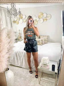 Faux Leather Belted Shorts