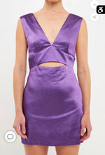 Load image into Gallery viewer, Purple Satin Cutout Mini Dress