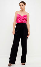 Load image into Gallery viewer, Fuchsia Wrap Cowl Satin Top