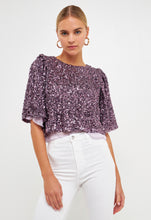 Load image into Gallery viewer, Flutter Sleeve Sequin Top