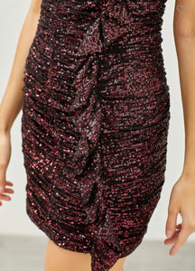 Garnet Sequin Ruffle Dress