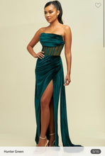 Load image into Gallery viewer, Hunter Green Velvet Boning Gown