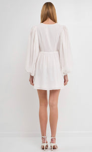 White Twist Drape Dress