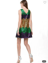 Load image into Gallery viewer, Mardi Gras Wavy Dress