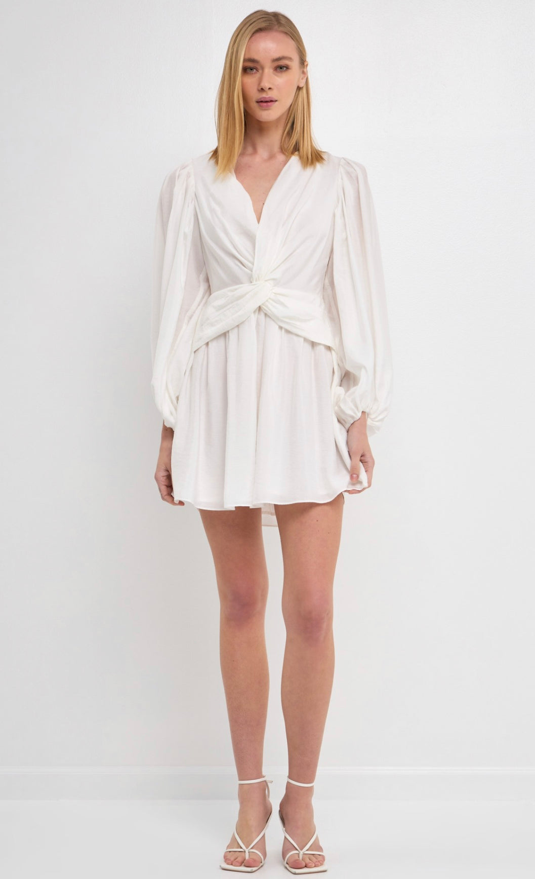 White Twist Drape Dress