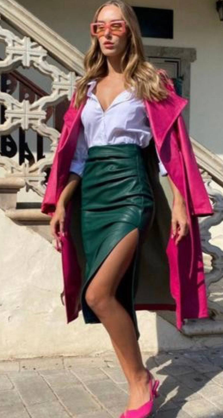 Pleather 2024 green skirt