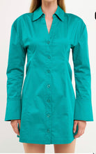 Load image into Gallery viewer, Green Cotton Shirt Dress