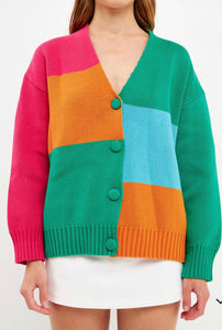 Abstract Colorblock Cardigan