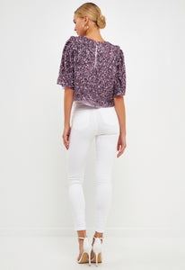 Flutter Sleeve Sequin Top