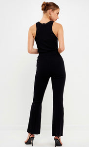 Black Ribbed Racer Back Top