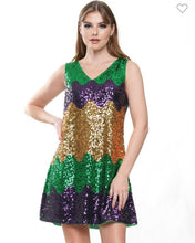 Load image into Gallery viewer, Mardi Gras Wavy Dress