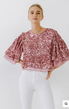 Load image into Gallery viewer, Flutter Sleeve Sequin Top