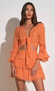 Desert Orange Lace Tie Top